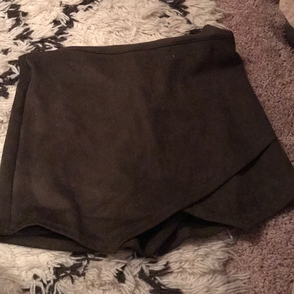 Olive green suede skort
